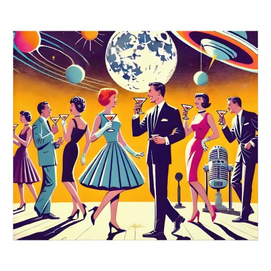 Mid Century 60s Space Age Cocktail Party Fotodruck (Vorne)