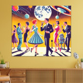 Mid Century 60s Space Age Cocktail Party Leinwanddruck (Insitu (Wohnzimmer))