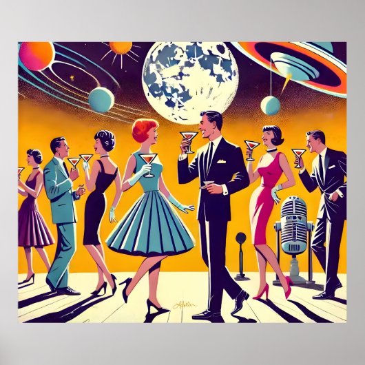 Mid Century 60s Space Age Cocktail Party Poster (Vorne)