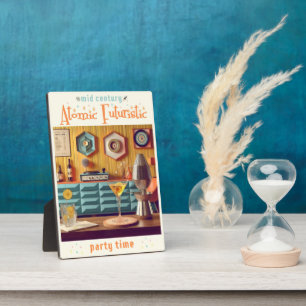 Mid-Century-Atom-Retro-Futuristischer-Partyraum Fotoplatte