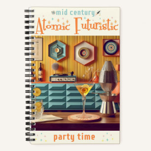 Mid-Century-Atom-Retro-Futuristischer-Partyraum Notizblock