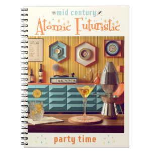 Mid-Century-Atom-Retro-Futuristischer-Partyraum Notizblock