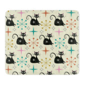 Mid Century Atomic Cat with Starbursts  Schneidebrett (Vorderseite)