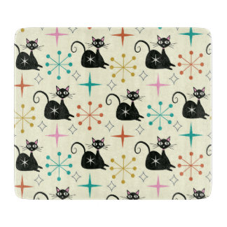 Mid Century Atomic Cat with Starbursts Schneidebrett