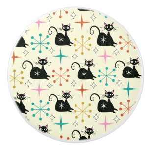 Mid Century Atomic Cats mit Sternenexplosionen  Keramikknauf