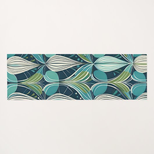 Mid Century Atomic Drops Blue Green Pattern Yogamatte (Rückseite (Horizontal))