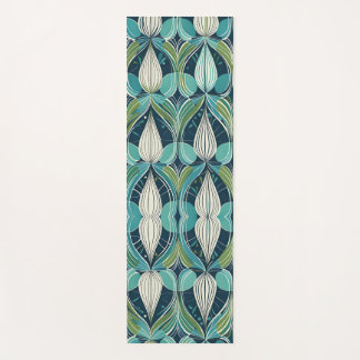 Mid Century Atomic Drops Blue Green Pattern Yogamatte