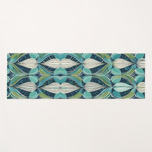Mid Century Atomic Drops Blue Green Pattern Yogamatte (Vorderseite (Horizontal))