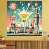 Mid Century Atomic Futuristic Citrus Martini Bar Leinwanddruck (Insitu (Wohnzimmer))
