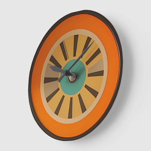 Mid Century Atomic Futuristic Orange Slice Große Wanduhr (Winkel)