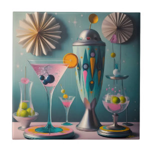 Mid Century Atomic Futuristische Cocktail-Zeit Fliese
