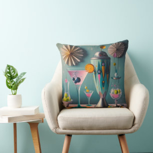Mid Century Atomic Futuristische Cocktail-Zeit Kissen
