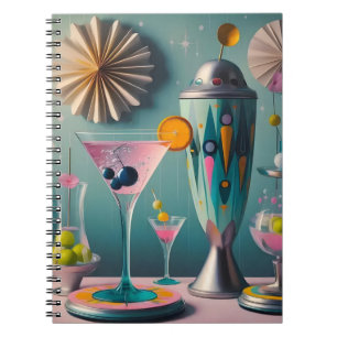 Mid Century Atomic Futuristische Cocktail-Zeit Notizblock