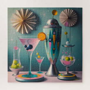 Mid Century Atomic Futuristische Cocktail-Zeit Puzzle
