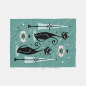 Mid Century Atomic Kitty Weihnachten ©studioxtine Fleecedecke (Vorderseite (Horizontal))