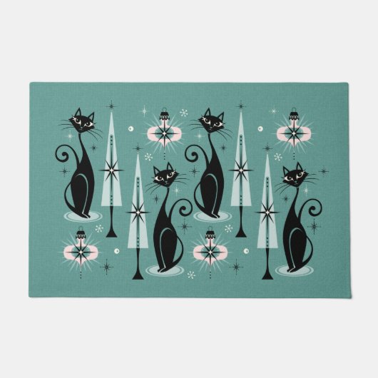 Mid Century Atomic Kitty Weihnachten ©studioxtine Fußmatte (Vorderseite)