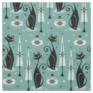 Mid Century Atomic Kitty Weihnachten ©studioxtine Stoff