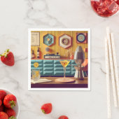 Mid Century Atomic Retro Futuristic Party Room Serviette (Beispiel)