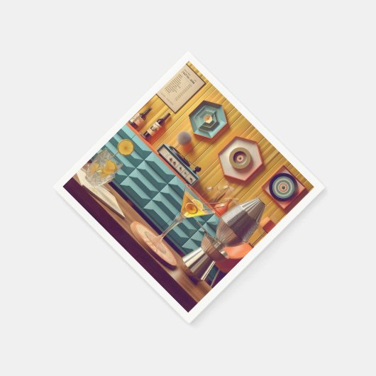 Mid Century Atomic Retro Futuristic Party Room Serviette (Ecke)