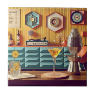 Mid-Century-Atomic-Retro-Futuristische-Partyraum Fliese