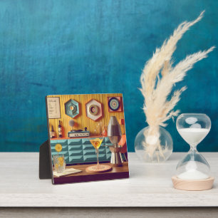 Mid-Century-Atomic-Retro-Futuristische-Partyraum Fotoplatte