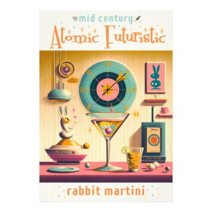 Mid Century Atomic Retro Futuristischer Kaninchen Fotodruck