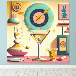 Mid Century Atomic Retro Futuristischer Kaninchen Leinwanddruck