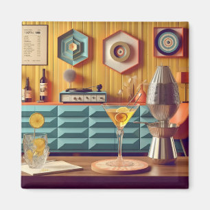 Mid Century Atomic Retro Futuristischer Partykelle Magnet