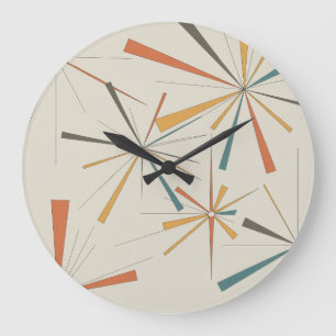 Mid Century Atomic Starburst Geometrisch Retro Große Wanduhr