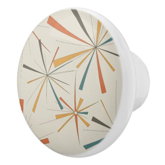 Mid Century Atomic Starburst Geometrisch Retro Keramikknauf (Rechts)