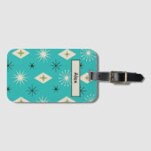 Mid Century Atomic Stars and diamonds on Teal  Gepäckanhänger (Vorderseite (Horizontal))