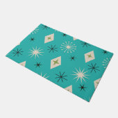 Mid Century Atomic Stars with diamonds on Teal  Fußmatte (Schrägansicht)
