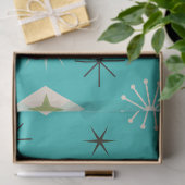 Mid Century Atomic Stars with diamonds on Teal  Seidenpapier (Geschenk)