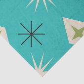 Mid Century Atomic Stars with diamonds on Teal  Seidenpapier (Detail)