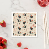 Mid-Century-Atomkatze-Geburtstagsmuster Serviette (Beispiel)