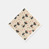 Mid-Century-Atomkatze-Geburtstagsmuster Serviette (Ecke)