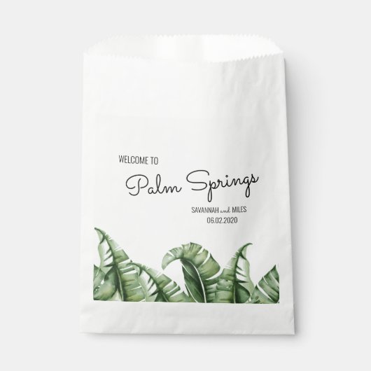 Mid Century Banana Leaf Hochzeit Begrüßung Tasche Geschenktütchen (Vorderseite)