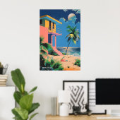 Mid-Century Beach House Art Print Japanese Poster (Heimbüro)