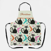 Mid Century Black Atomic Cats with Boomerangs Schürze (Vorderseite)