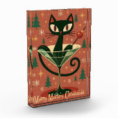 Mid Century Black Cat Merry Martini Christmas Fotoblock (Links)