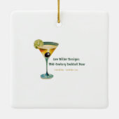 Mid Century Black Cat Merry Martini Christmas Keramikornament (Rückseite)