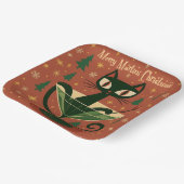 Mid Century Black Cat Merry Martini Christmas Pappteller (Gewinkelt)