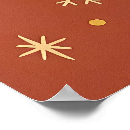 Mid Century Black Cat Merry Martini Christmas Poster (Ecke)