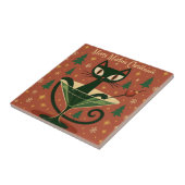 Mid Century Black Cat Merry Martini Weihnachten Fliese (Seite)