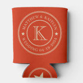 Mid-Century Blood Orange Wedding Monogram Star Dosenkühler (Rückseite)