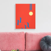 Mid Century Blue Line, Art Lines, Kunst Abstrakt Leinwanddruck (Insitu (Wohnzimmer))