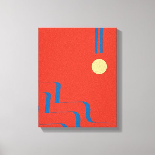 Mid Century Blue Line, Art Lines, Kunst Abstrakt Leinwanddruck (Vorderseite)