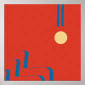 Mid Century Blue Line, Art of Lines, Art Abstract Poster (Vorne)