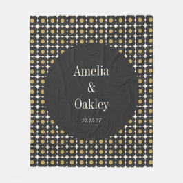 Mid Century Bold Black Gold Floral Wedding Custom Fleecedecke