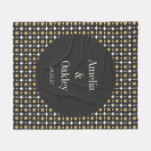 Mid Century Bold Black Gold Floral Wedding Custom Fleecedecke (Vorderseite (Horizontal))